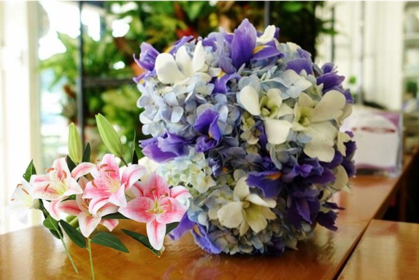 Cách cắm hoa cẩm tú cầu cùng hoa ly